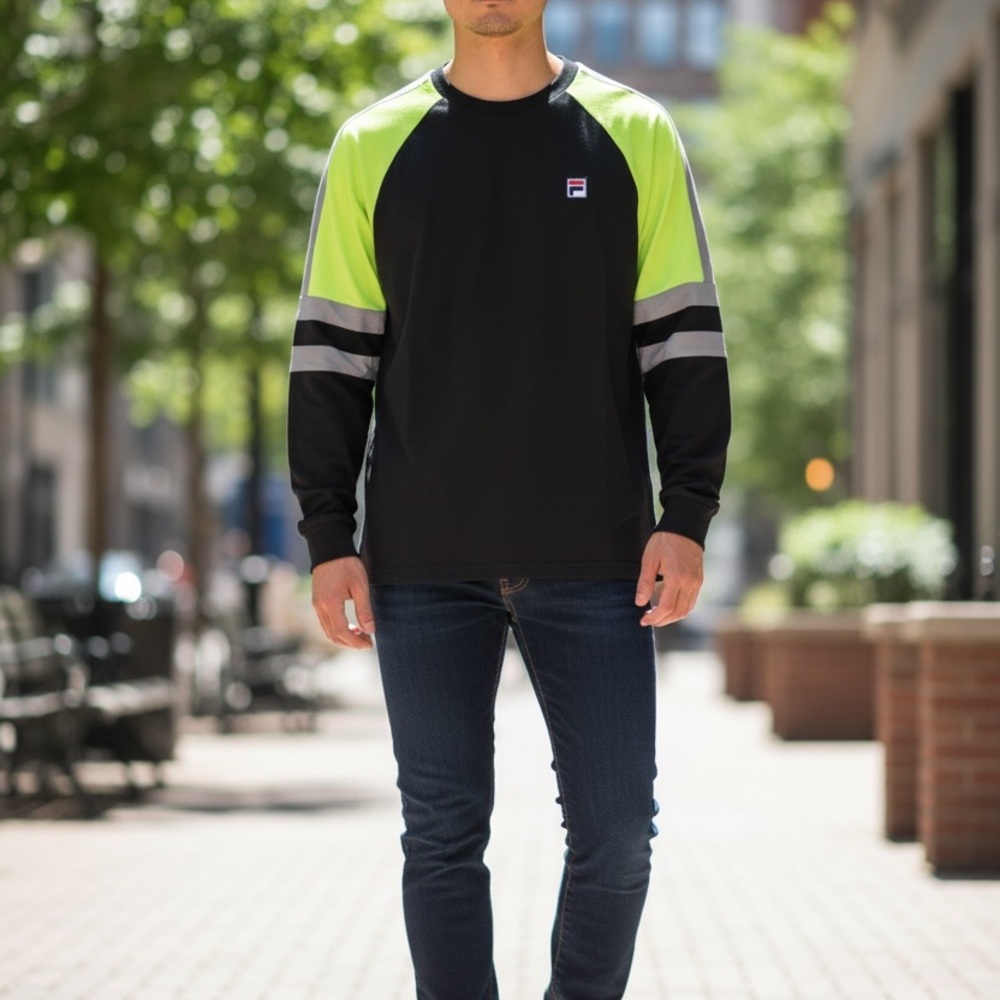 Fila Men’s Colorblock six M Long sleeve 100% cotton - Picture 7 of 7